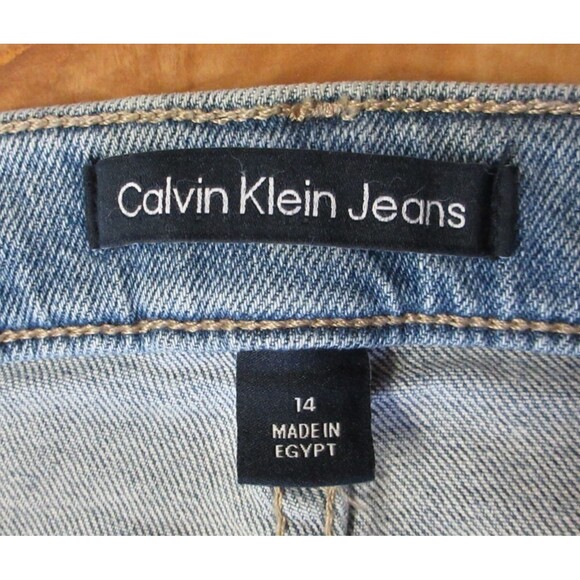 CALVIN KLEIN High Rise Straight Leg Jeans Sz 14 Light Blue Ankle Crop Denim NWT - Picture 10 of 15